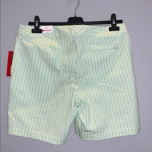 green and white striped izod golf shorts - Picture 2 of 4